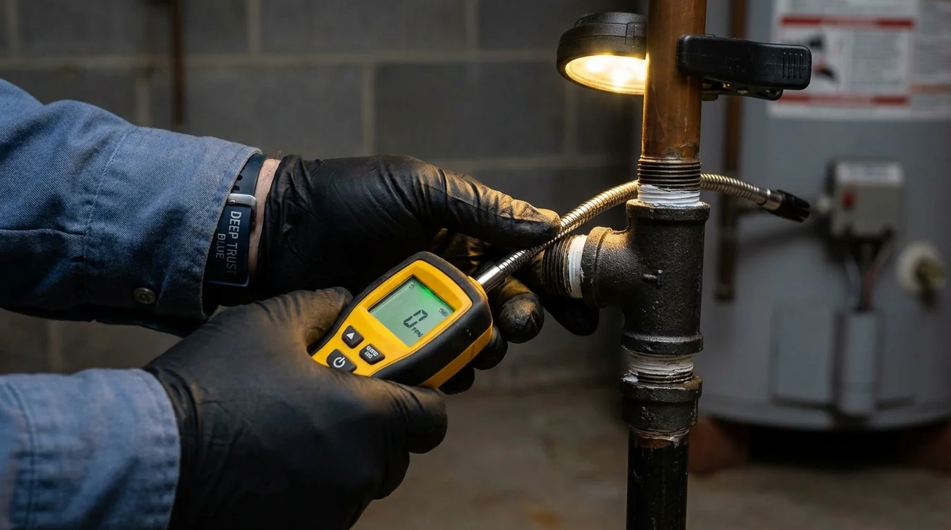 Gas leak detection with electronic sniffer by Johns Plumbing LLC in Moriches