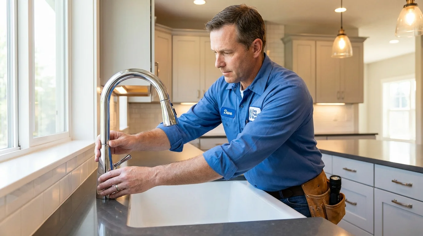 Kitchen faucet installation by Johns Plumbing LLC in Moriches